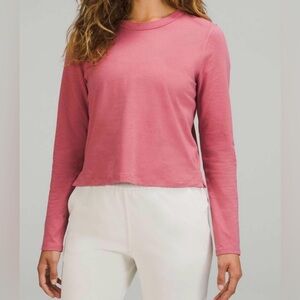 Lululemon Classic Fit Cotton Blend Dusty Pink Long-Sleeve Crewneck Top size S/M